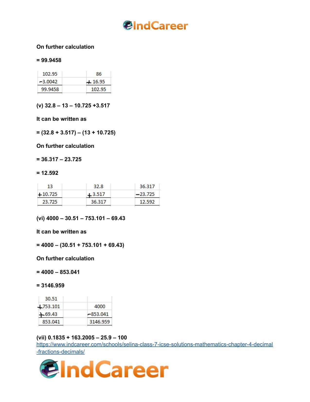 Selina Class 7 ICSE Solutions Mathematics : Chapter 4- Decimal Fractions (Decimals) - Page 88