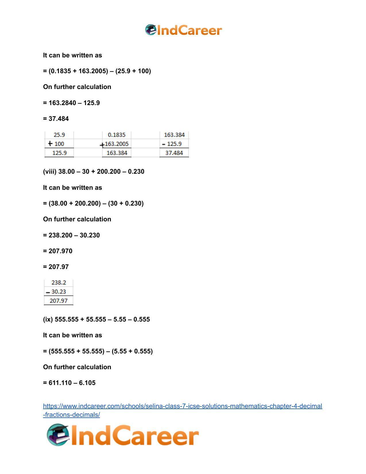 Selina Class 7 ICSE Solutions Mathematics : Chapter 4- Decimal Fractions (Decimals) - Page 89