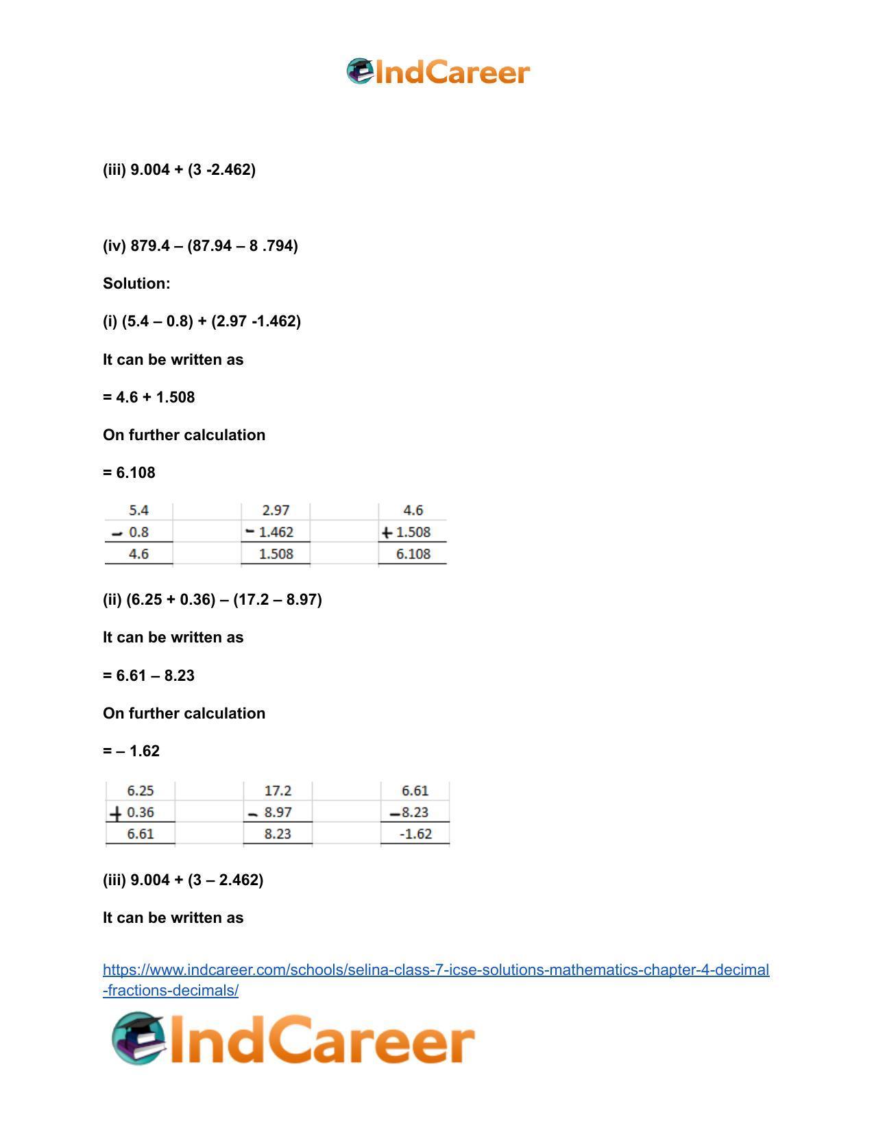 Selina Class 7 ICSE Solutions Mathematics : Chapter 4- Decimal Fractions (Decimals) - Page 93