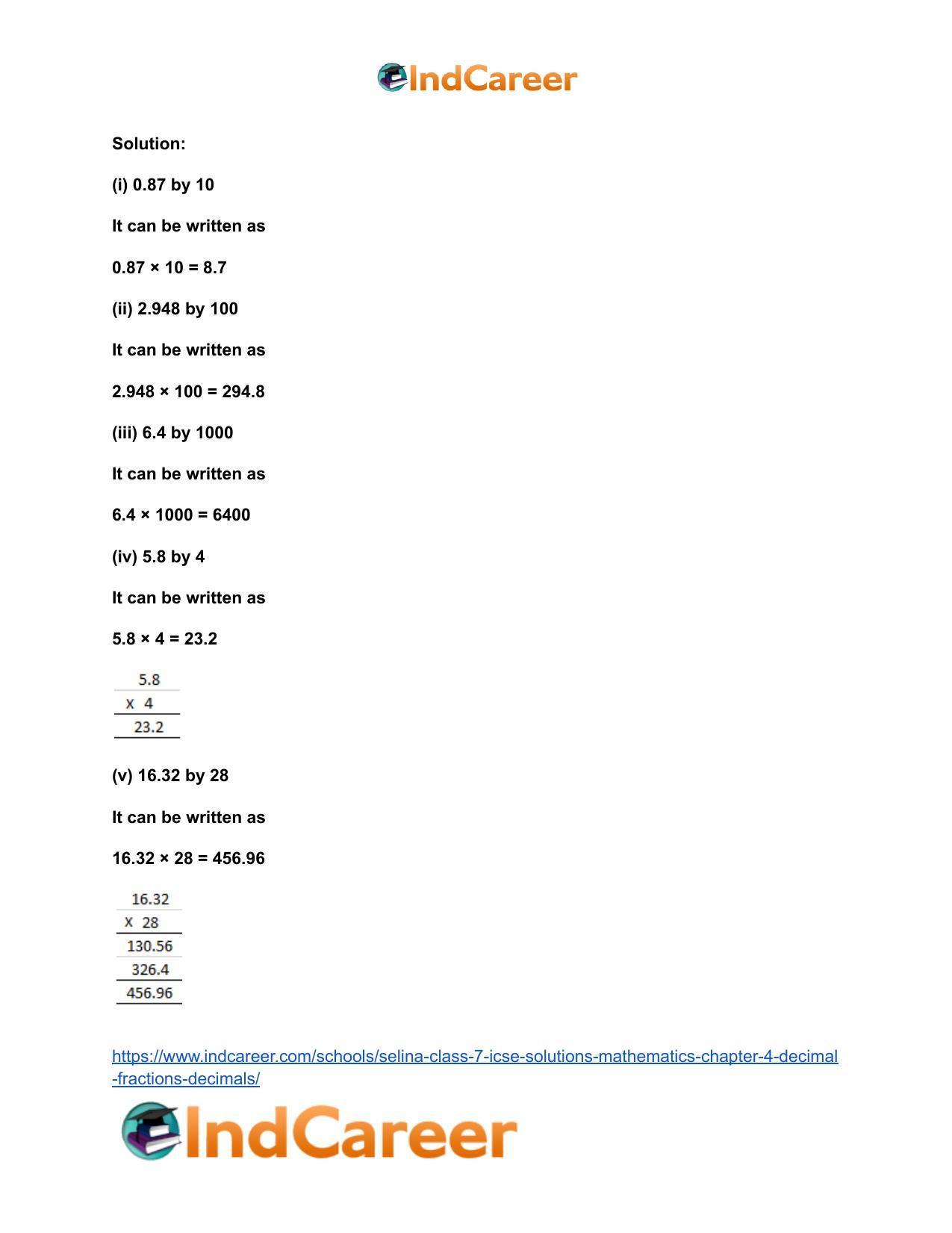 Selina Class 7 ICSE Solutions Mathematics : Chapter 4- Decimal Fractions (Decimals) - Page 97