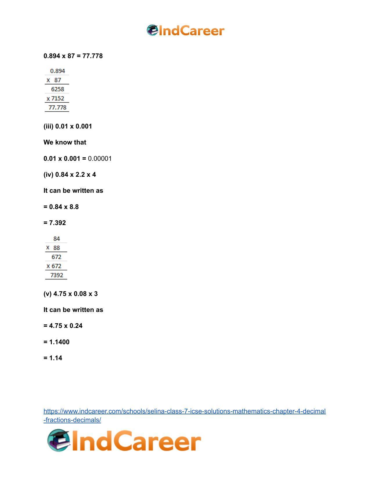 Selina Class 7 ICSE Solutions Mathematics : Chapter 4- Decimal Fractions (Decimals) - Page 102