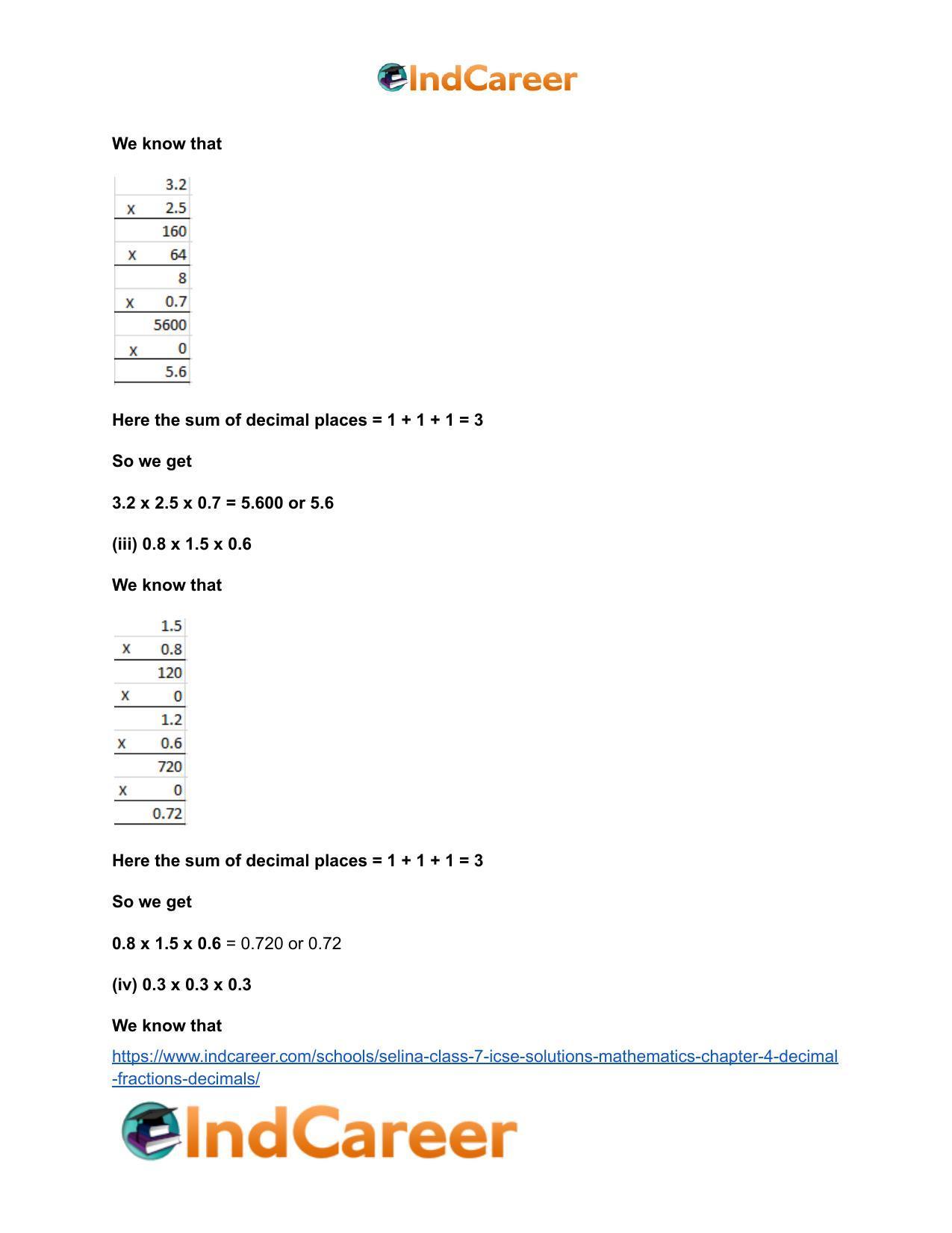 Selina Class 7 ICSE Solutions Mathematics : Chapter 4- Decimal Fractions (Decimals) - Page 116