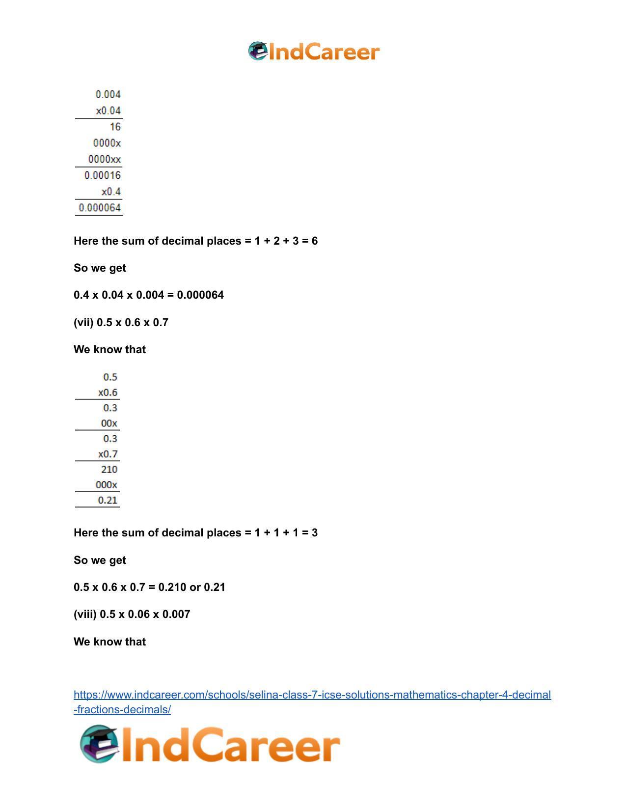 Selina Class 7 ICSE Solutions Mathematics : Chapter 4- Decimal Fractions (Decimals) - Page 118