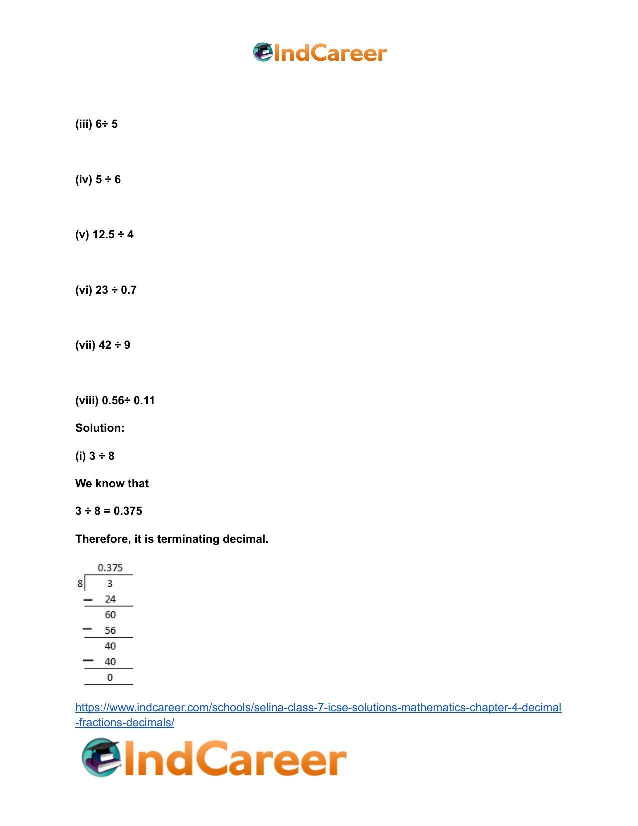 Selina Class 7 ICSE Solutions Mathematics : Chapter 4- Decimal Fractions (Decimals) - Page 126