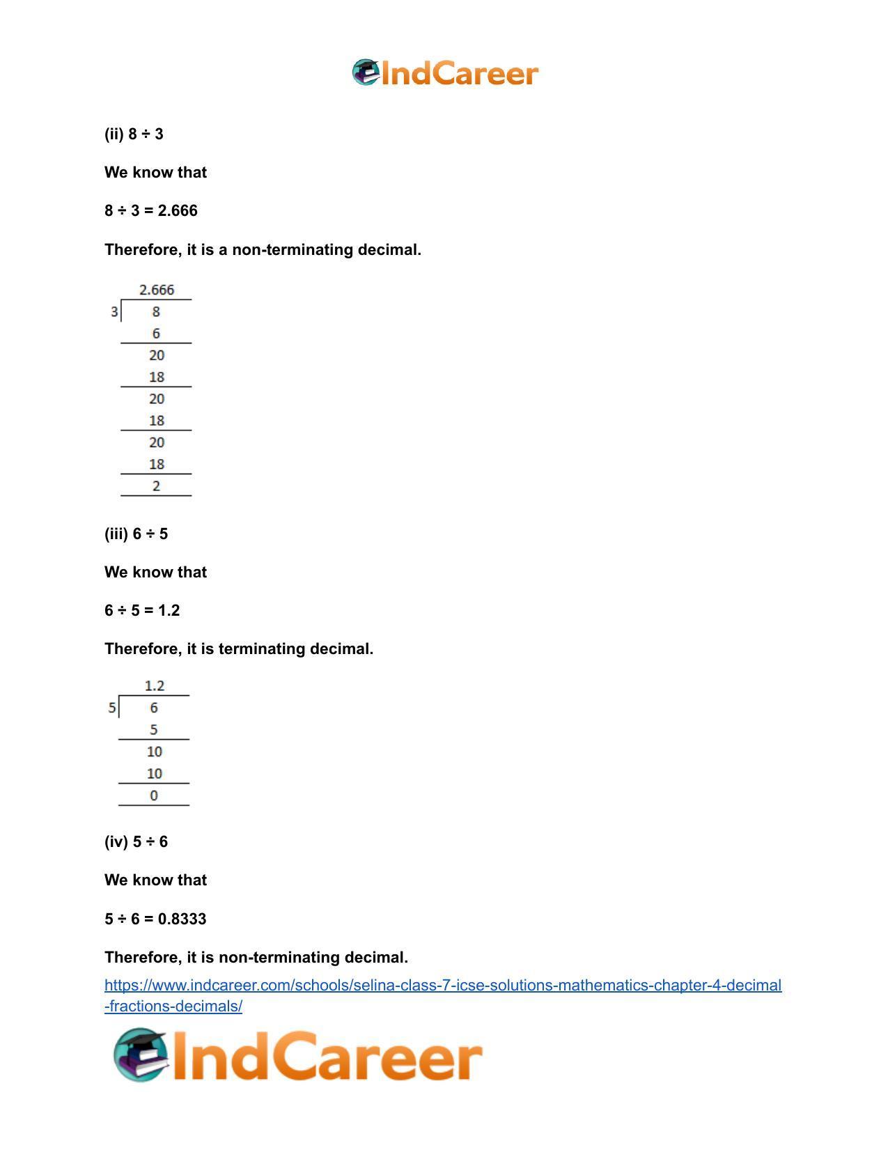 Selina Class 7 ICSE Solutions Mathematics : Chapter 4- Decimal Fractions (Decimals) - Page 127