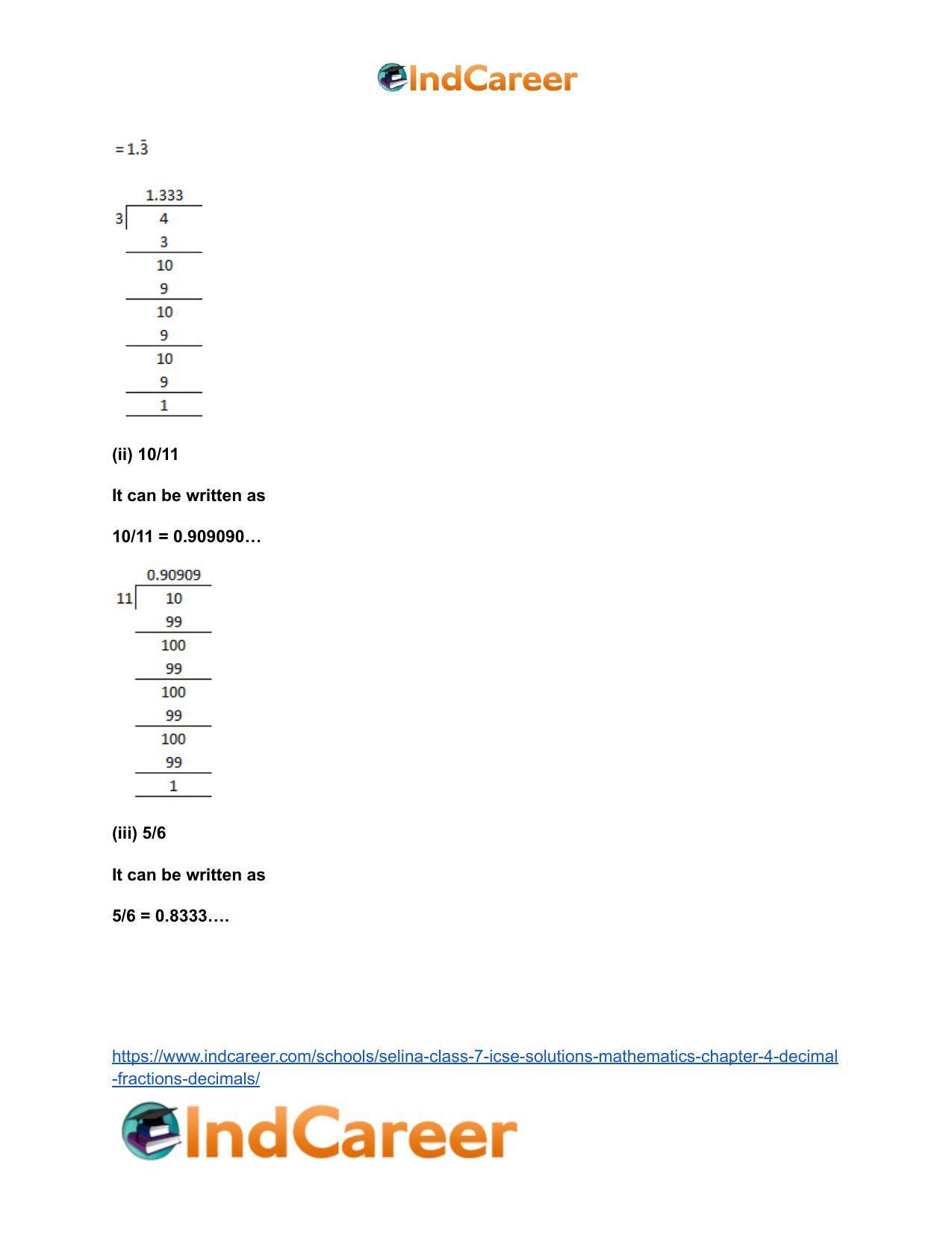 Selina Class 7 ICSE Solutions Mathematics : Chapter 4- Decimal Fractions (Decimals) - Page 131