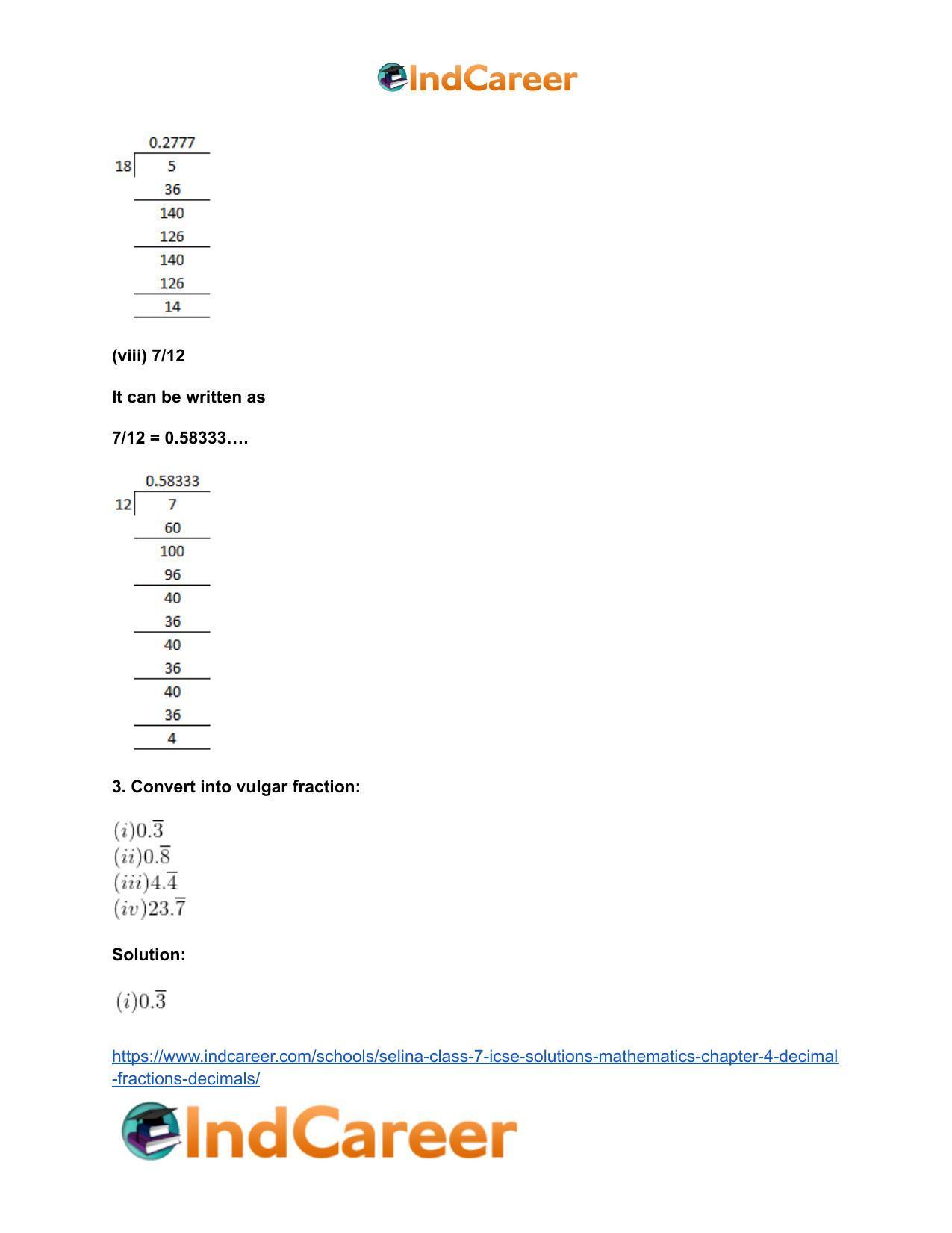 Selina Class 7 ICSE Solutions Mathematics : Chapter 4- Decimal Fractions (Decimals) - Page 134