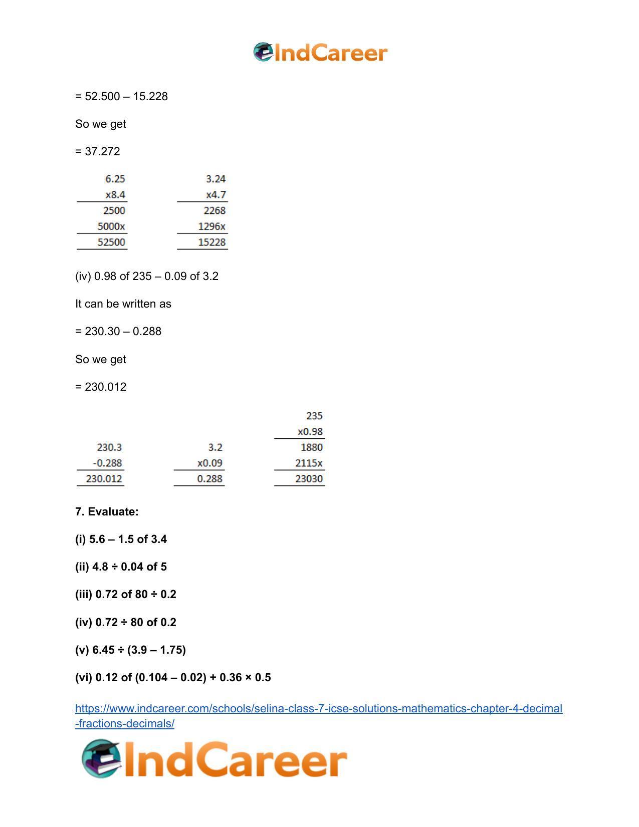 Selina Class 7 ICSE Solutions Mathematics : Chapter 4- Decimal Fractions (Decimals) - Page 146