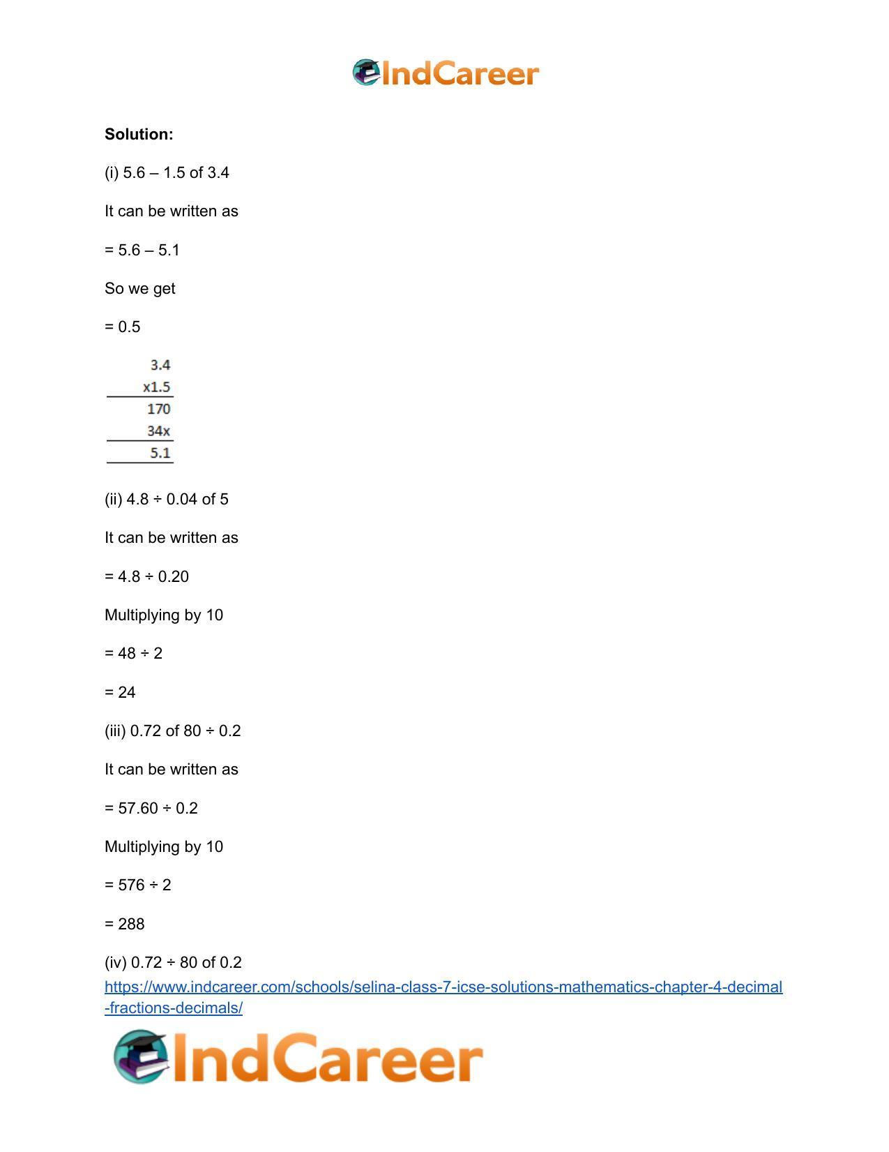 Selina Class 7 ICSE Solutions Mathematics : Chapter 4- Decimal Fractions (Decimals) - Page 147