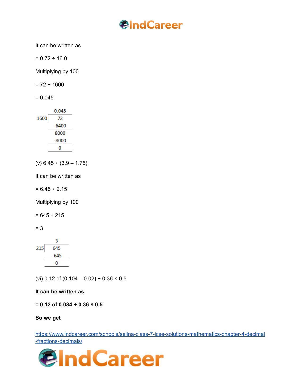 Selina Class 7 ICSE Solutions Mathematics : Chapter 4- Decimal Fractions (Decimals) - Page 148
