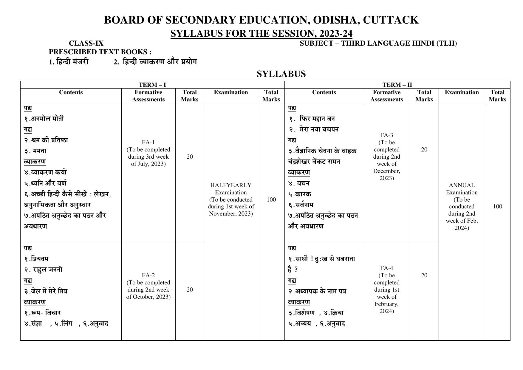 BSE Odisha Class 9 Syllabus - Page 6
