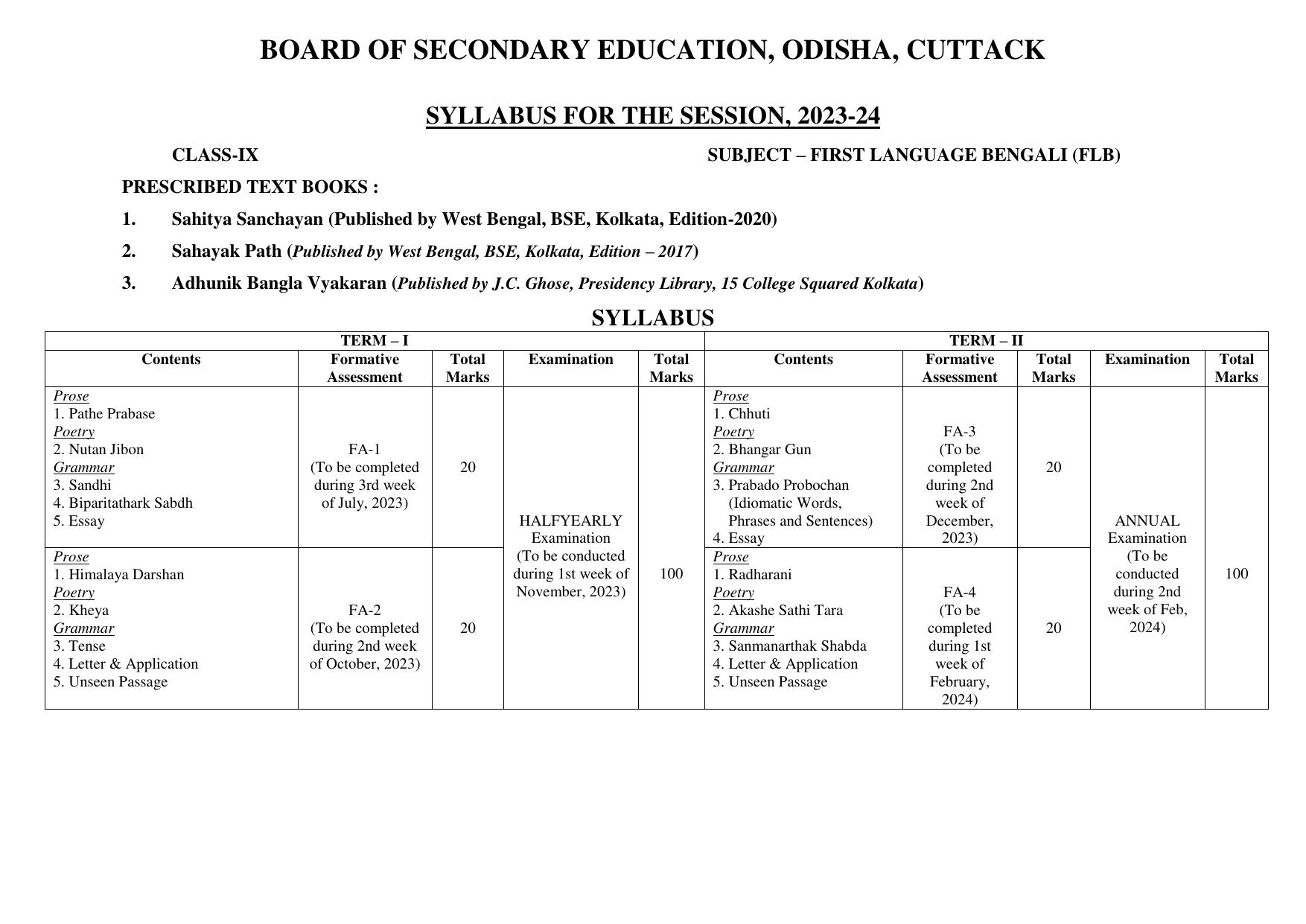 BSE Odisha Class 9 Syllabus - Page 8