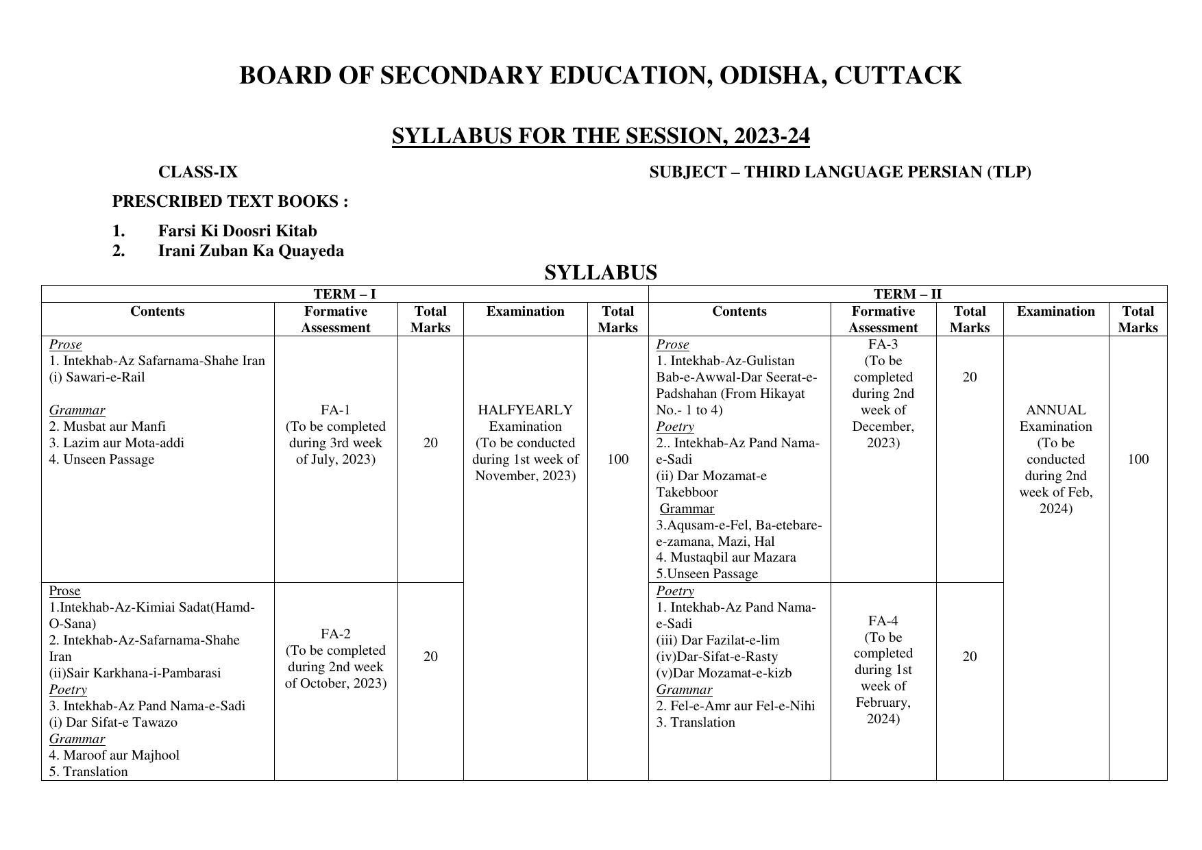 BSE Odisha Class 9 Syllabus - Page 13
