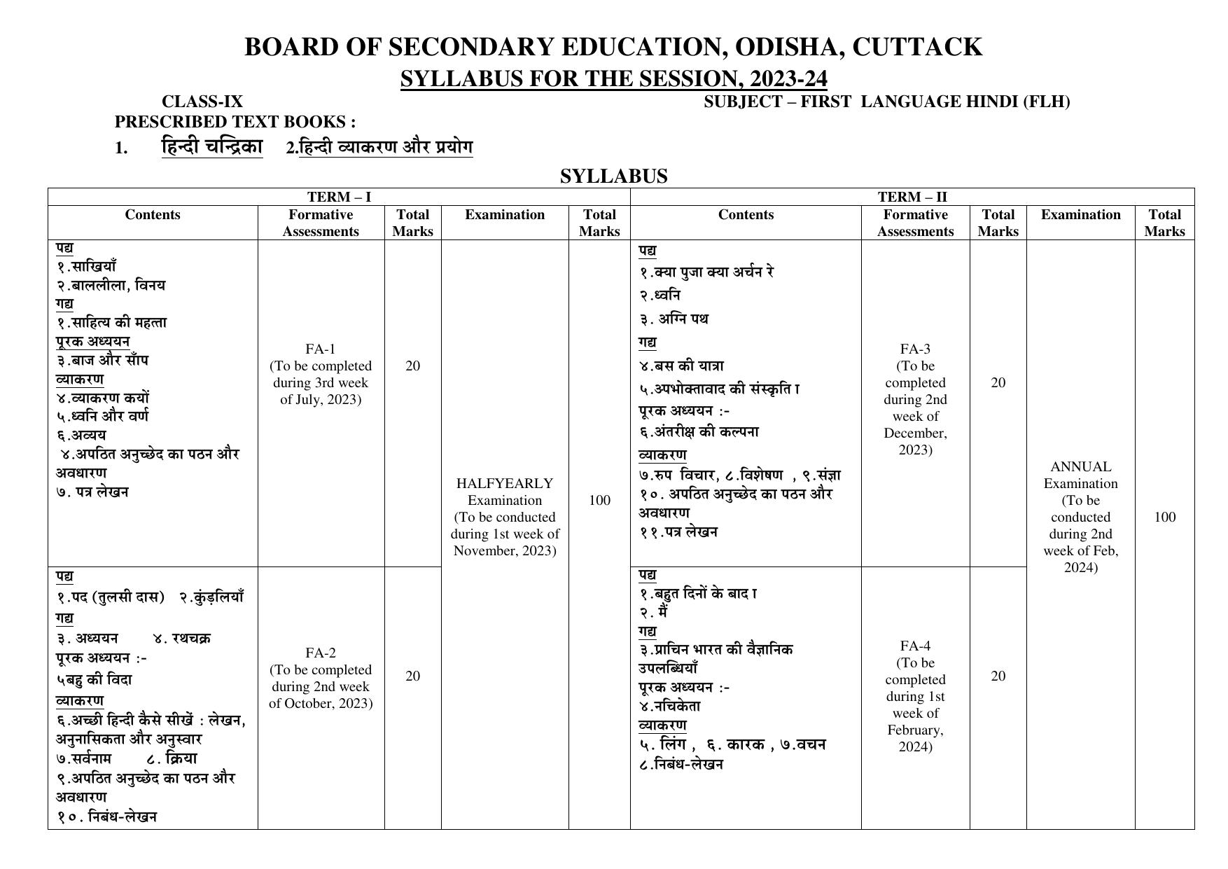 BSE Odisha Class 9 Syllabus - Page 14