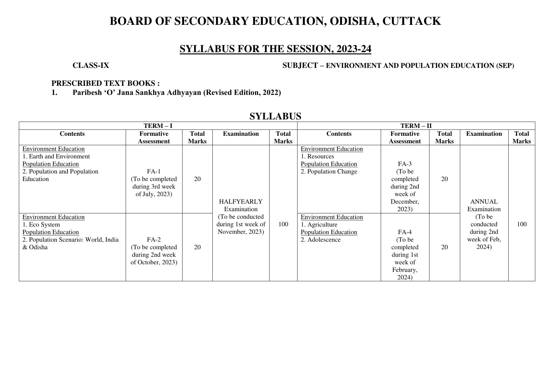 BSE Odisha Class 9 Syllabus - Page 16