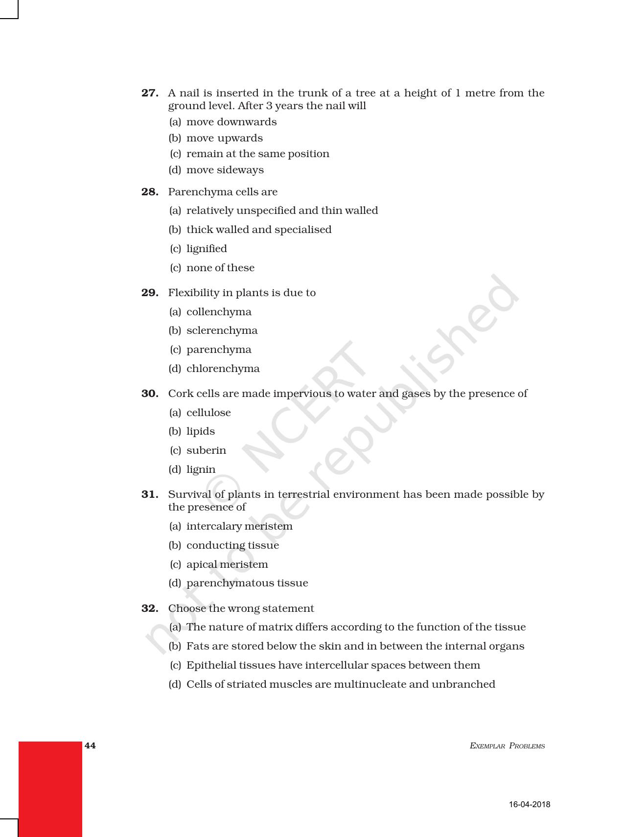 NCERT Exemplar Book for Class 9 Science: Chapter 6 Tissues - Page 5