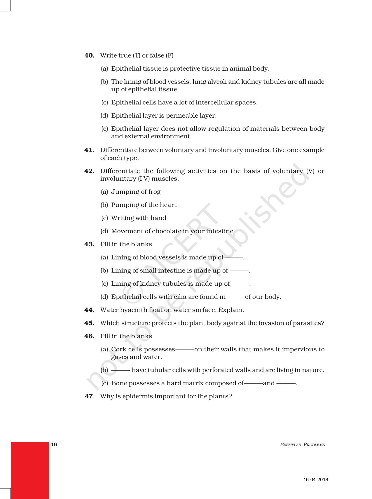 NCERT Exemplar Book for Class 9 Science: Chapter 6 Tissues - Page 7