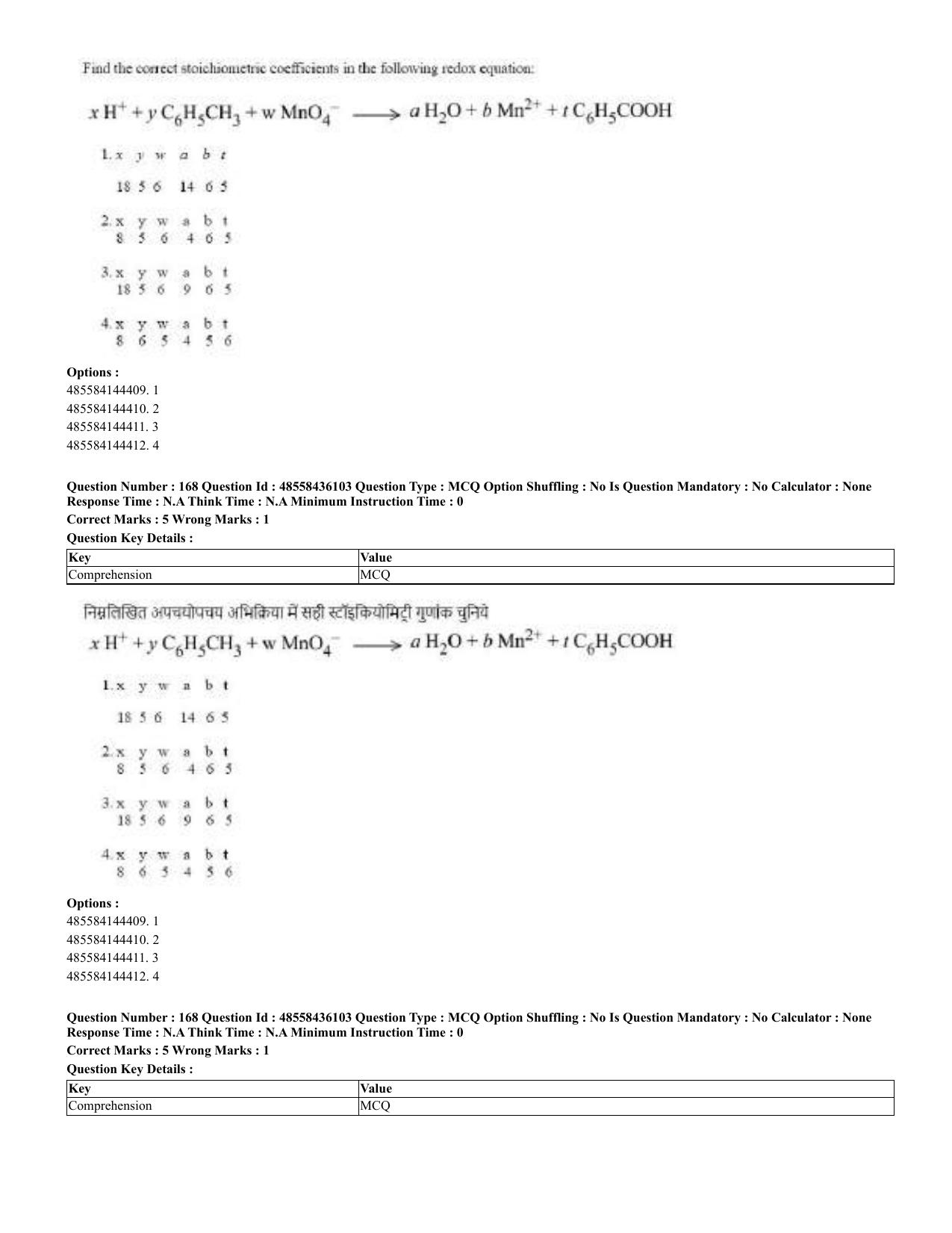 CUET 2023 Domestic Shift 2 Question Papers - 22 June 2023 - Page 206