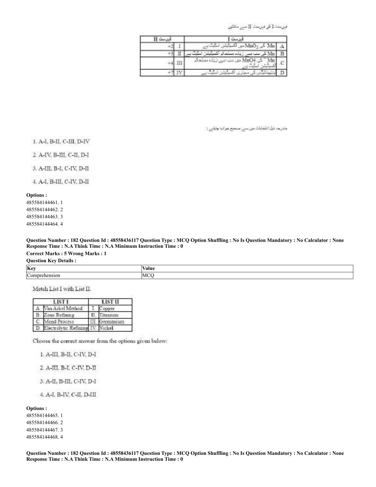CUET 2023 Domestic Shift 2 Question Papers - 22 June 2023 - Page 303