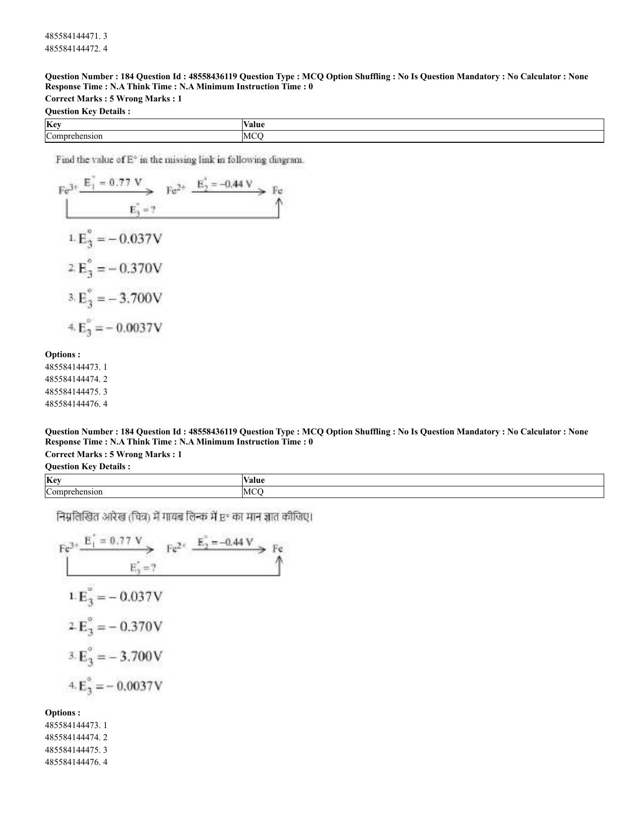 CUET 2023 Domestic Shift 2 Question Papers - 22 June 2023 - Page 315