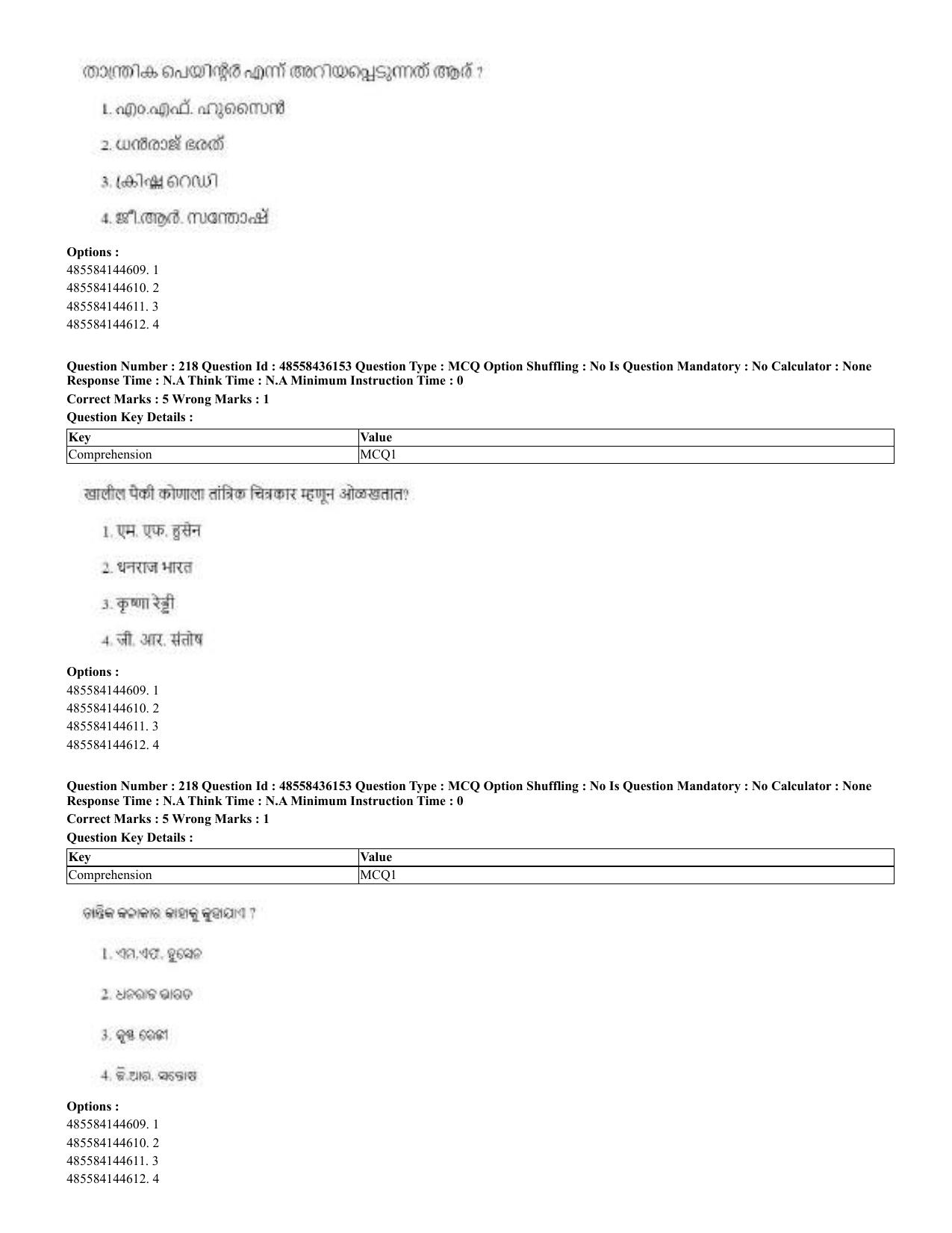 CUET 2023 Domestic Shift 2 Question Papers - 22 June 2023 - Page 532