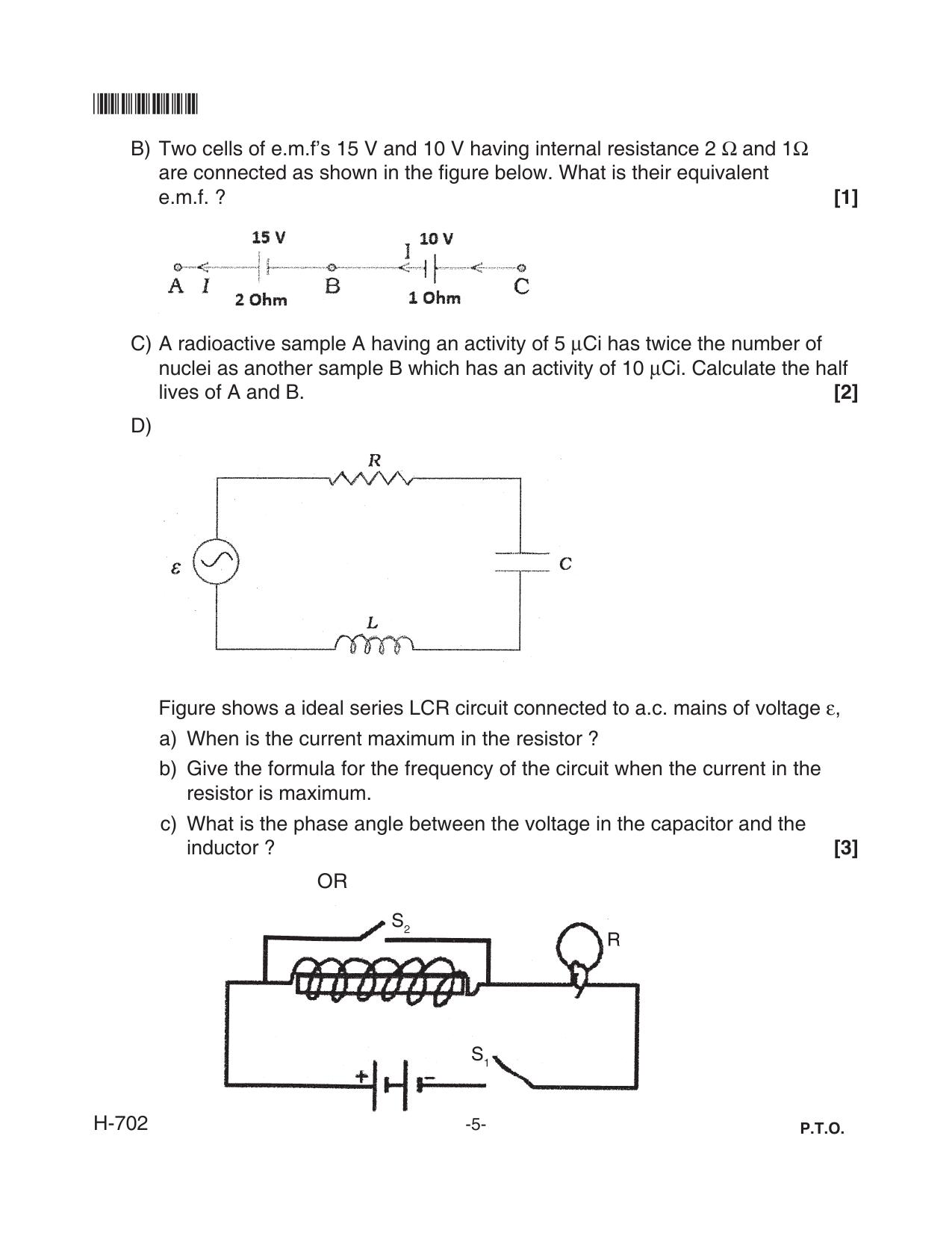 Goa Board Class 12 Physics 702 Old Pattern (June 2018) Question Paper - Page 5