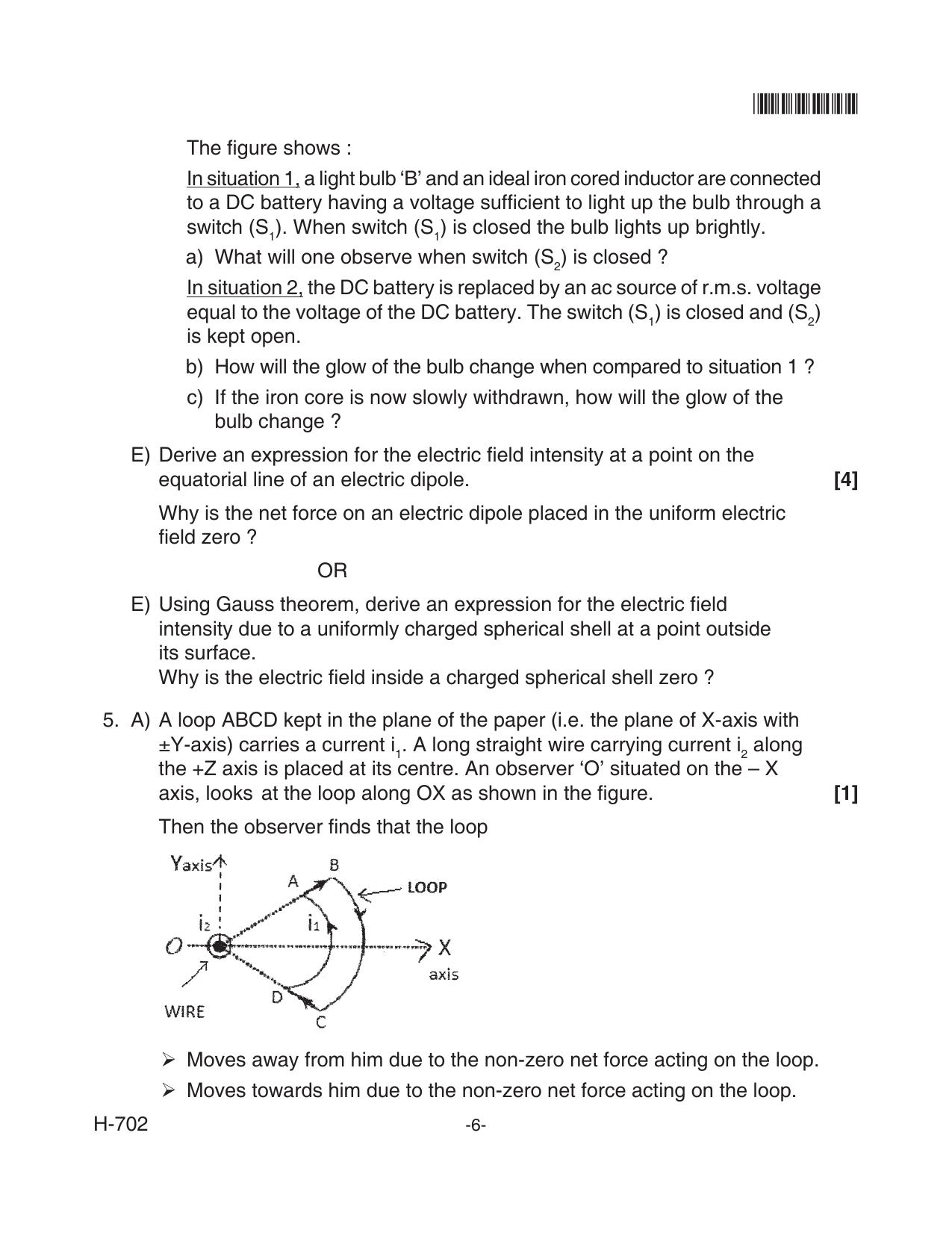 Goa Board Class 12 Physics 702 Old Pattern (June 2018) Question Paper - Page 6