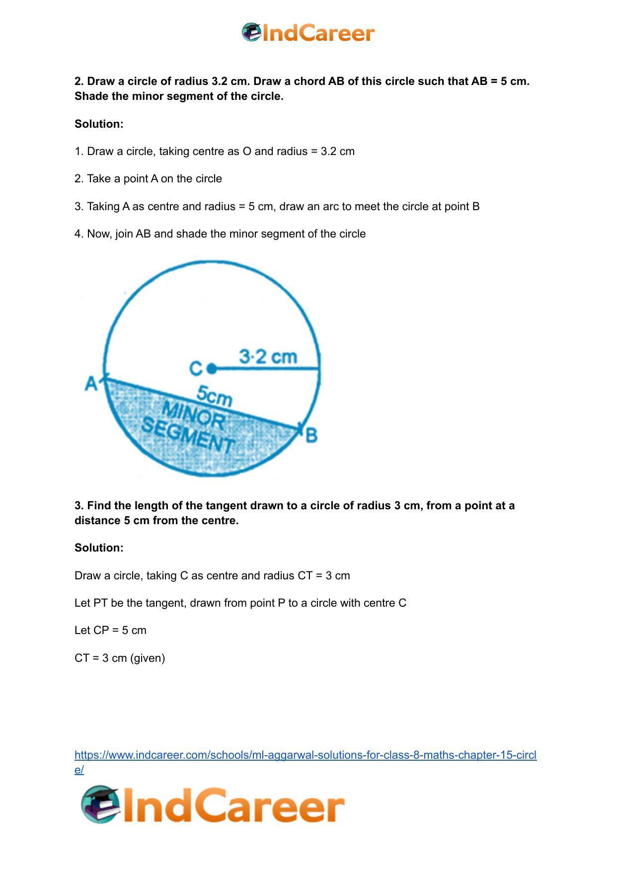 ML Aggarwal Solutions for Class 8 Maths Chapter 15- Circle - Page 3