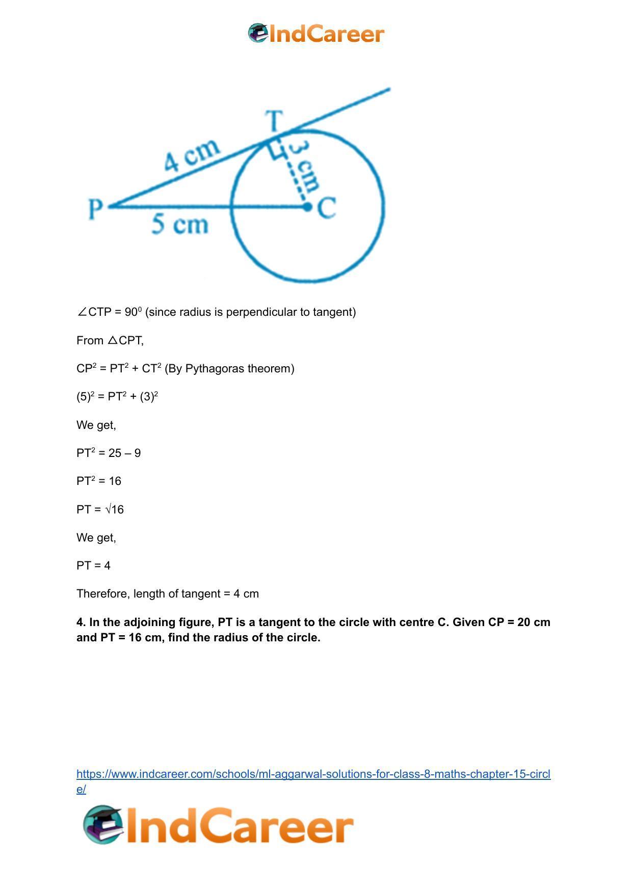 ML Aggarwal Solutions for Class 8 Maths Chapter 15- Circle - Page 4