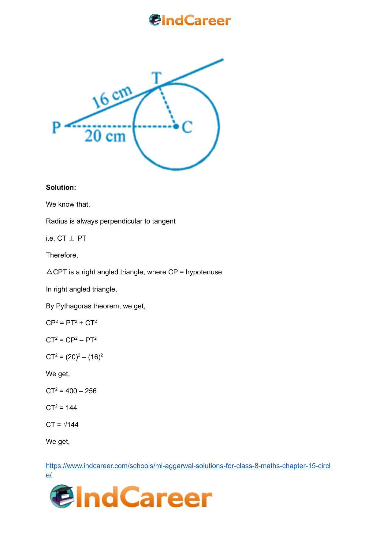 ML Aggarwal Solutions for Class 8 Maths Chapter 15- Circle - Page 5