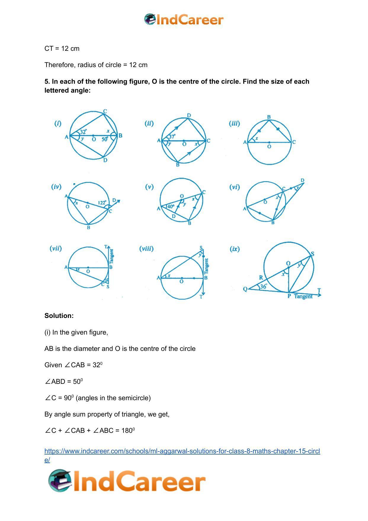 ML Aggarwal Solutions for Class 8 Maths Chapter 15- Circle - Page 6