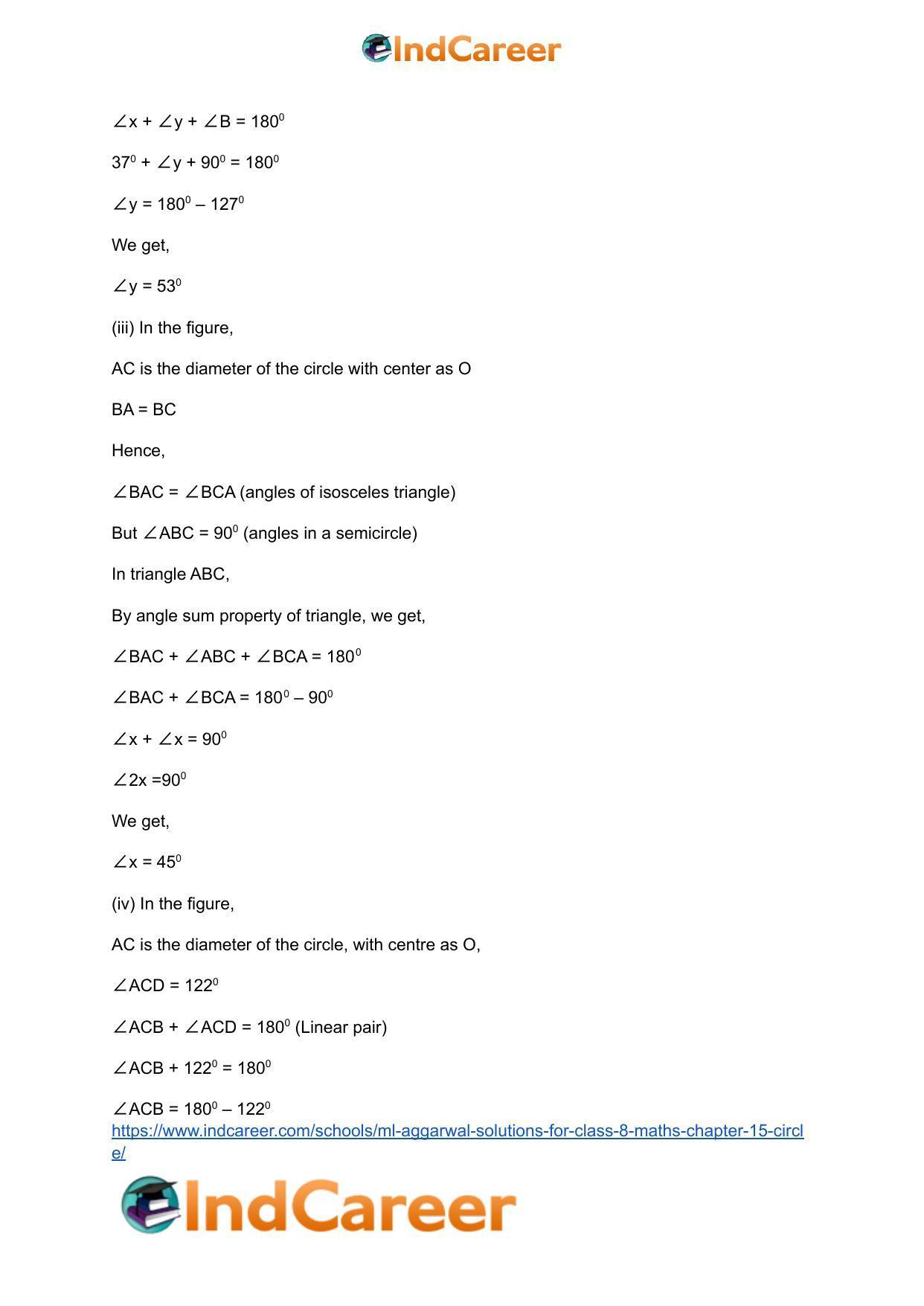 ML Aggarwal Solutions for Class 8 Maths Chapter 15- Circle - Page 8