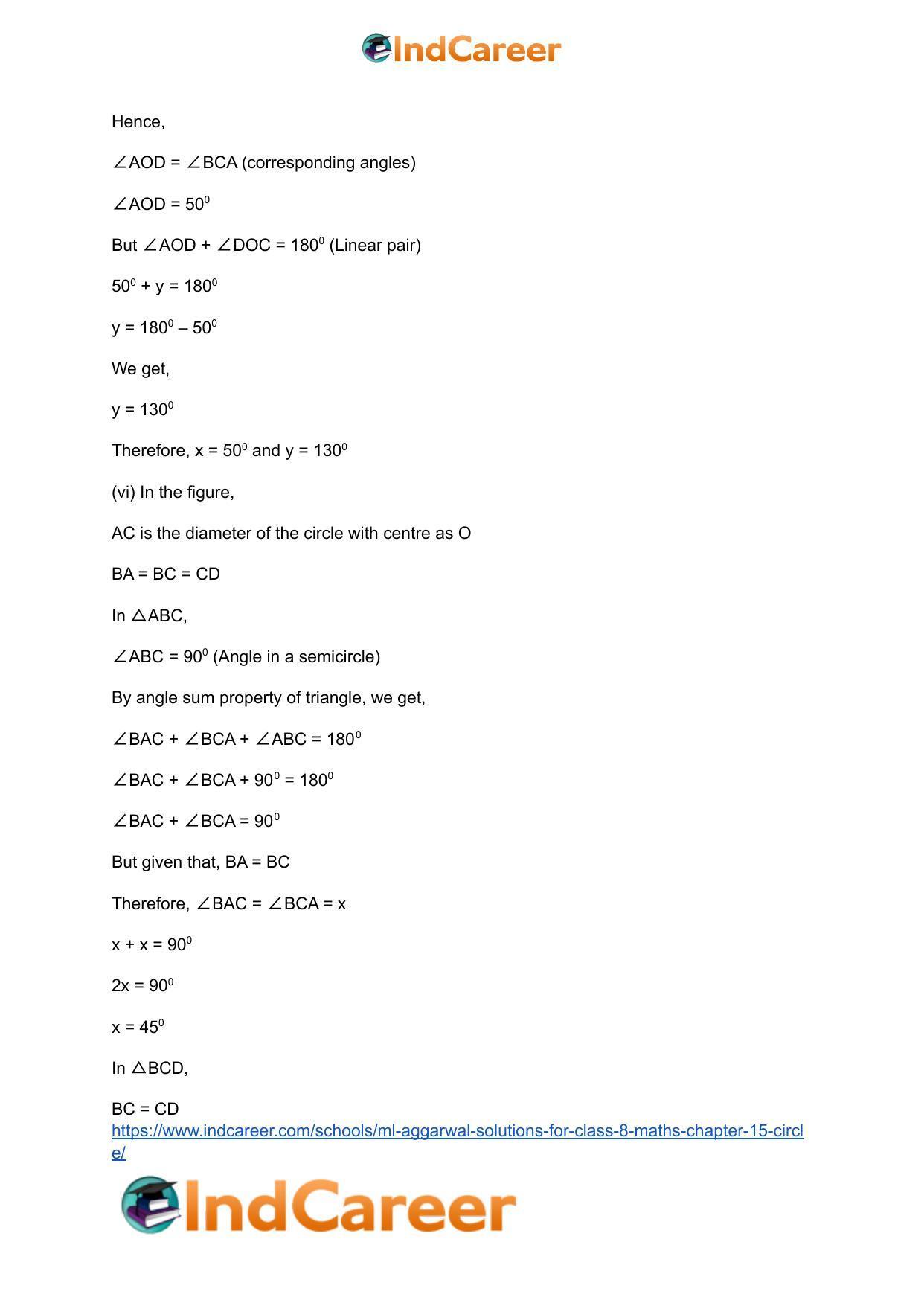 ML Aggarwal Solutions for Class 8 Maths Chapter 15- Circle - Page 10