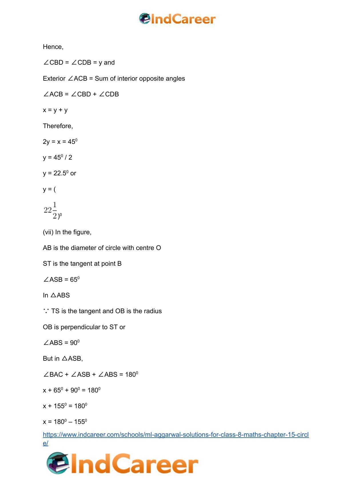 ML Aggarwal Solutions for Class 8 Maths Chapter 15- Circle - Page 11