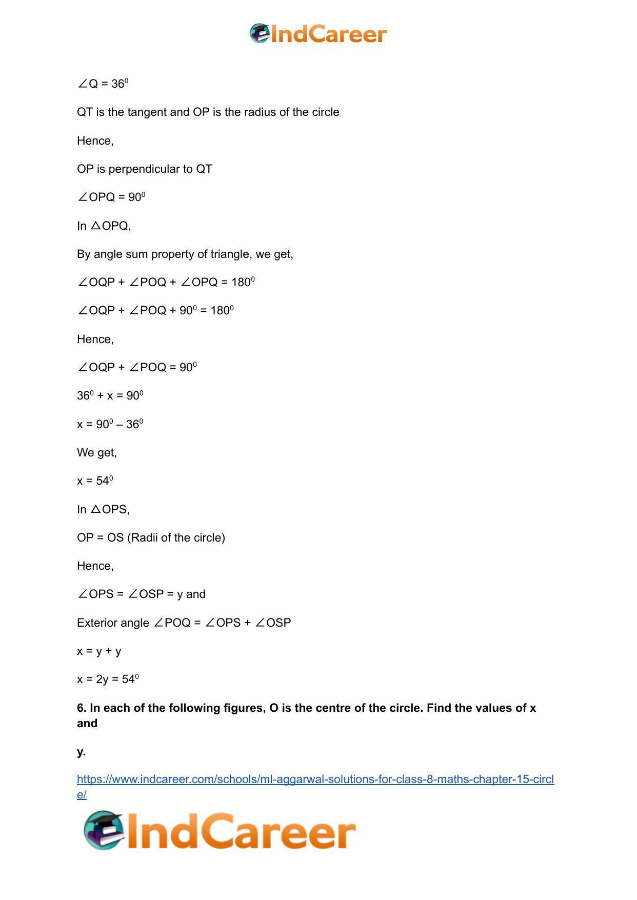 ML Aggarwal Solutions for Class 8 Maths Chapter 15- Circle - Page 13