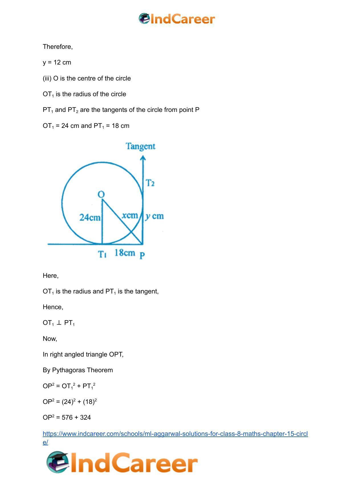ML Aggarwal Solutions for Class 8 Maths Chapter 15- Circle - Page 17