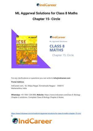 ML Aggarwal Solutions for Class 8 Maths Chapter 15- Circle