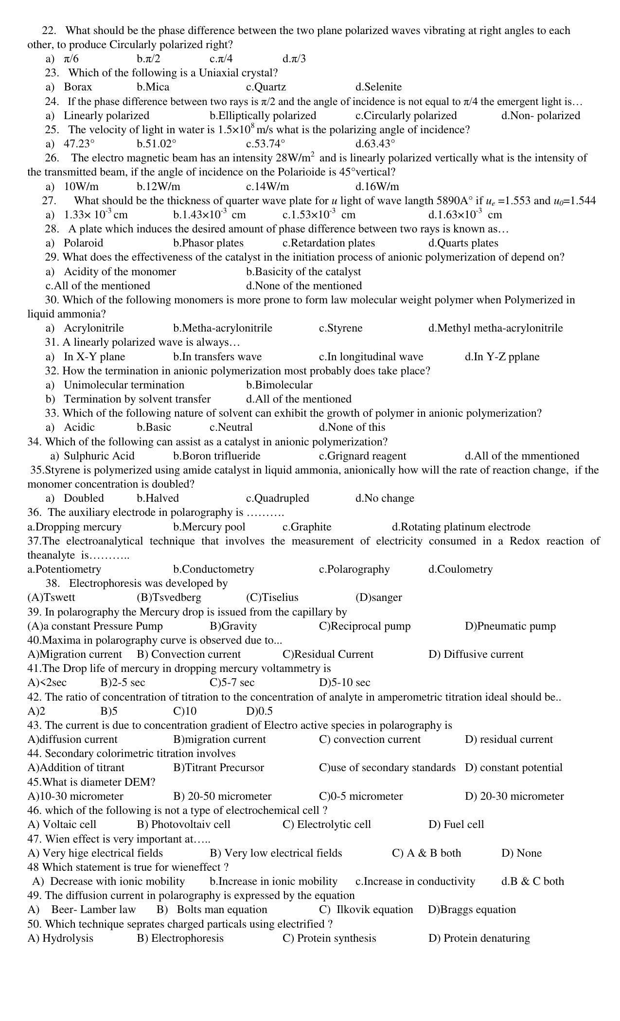 Hemchand North Gujarat University Sample Paper July-Sept 2021: M.Sc sem. 3  CH N N – 602  Physical chemistry Paper code - 6006 (New course) - Page 2