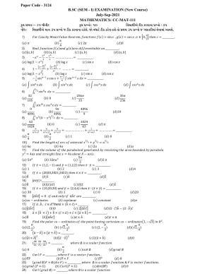 Hemchand North Gujarat University Sample Paper July-Sept 2021: B.Sc Sem - I CC - Mat - 111 Paper Code - 3124 (New Course)