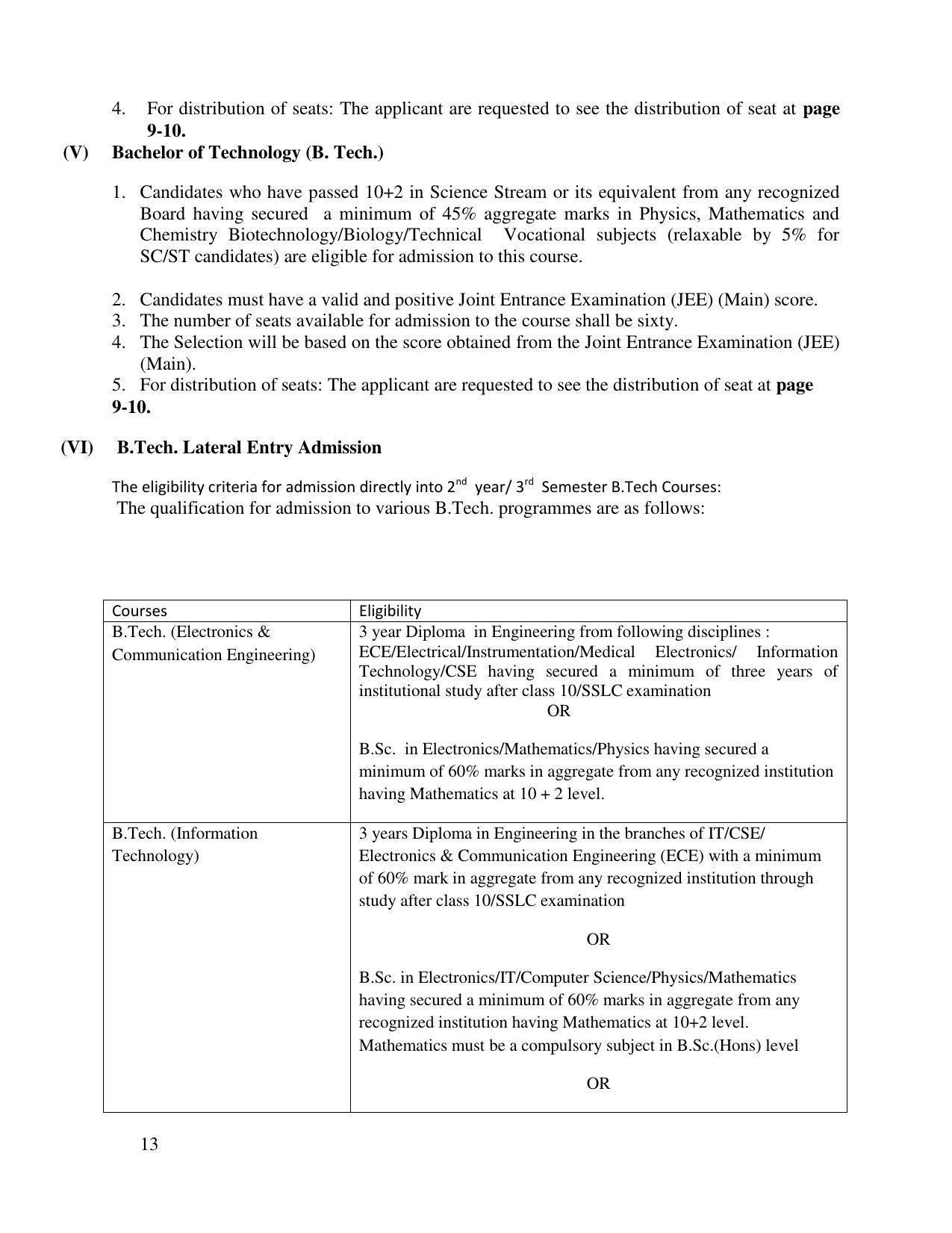 North Eastern Hill University, Shillong 2020-21 (Prospectus) - Page 13