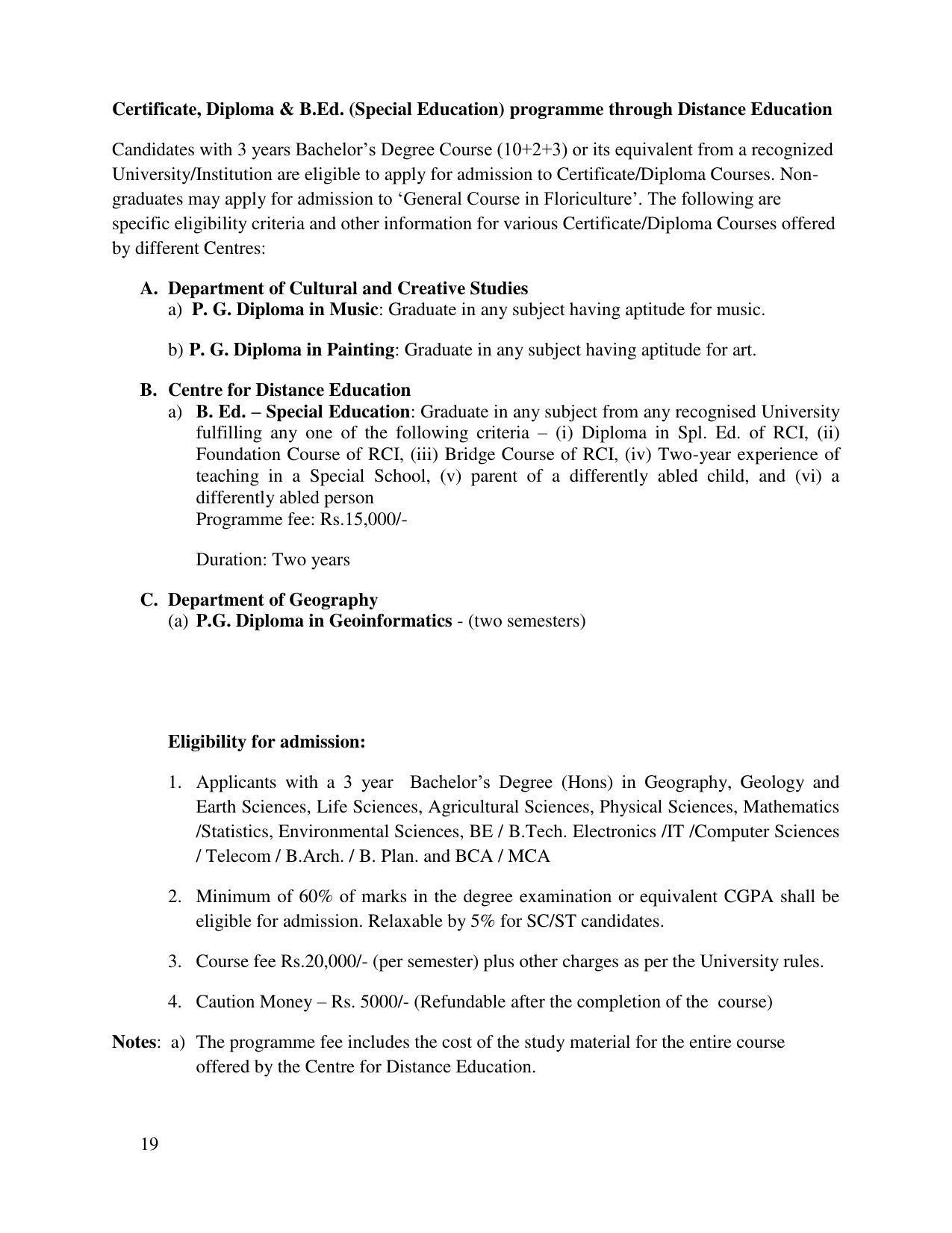 North Eastern Hill University, Shillong 2020-21 (Prospectus) - Page 19