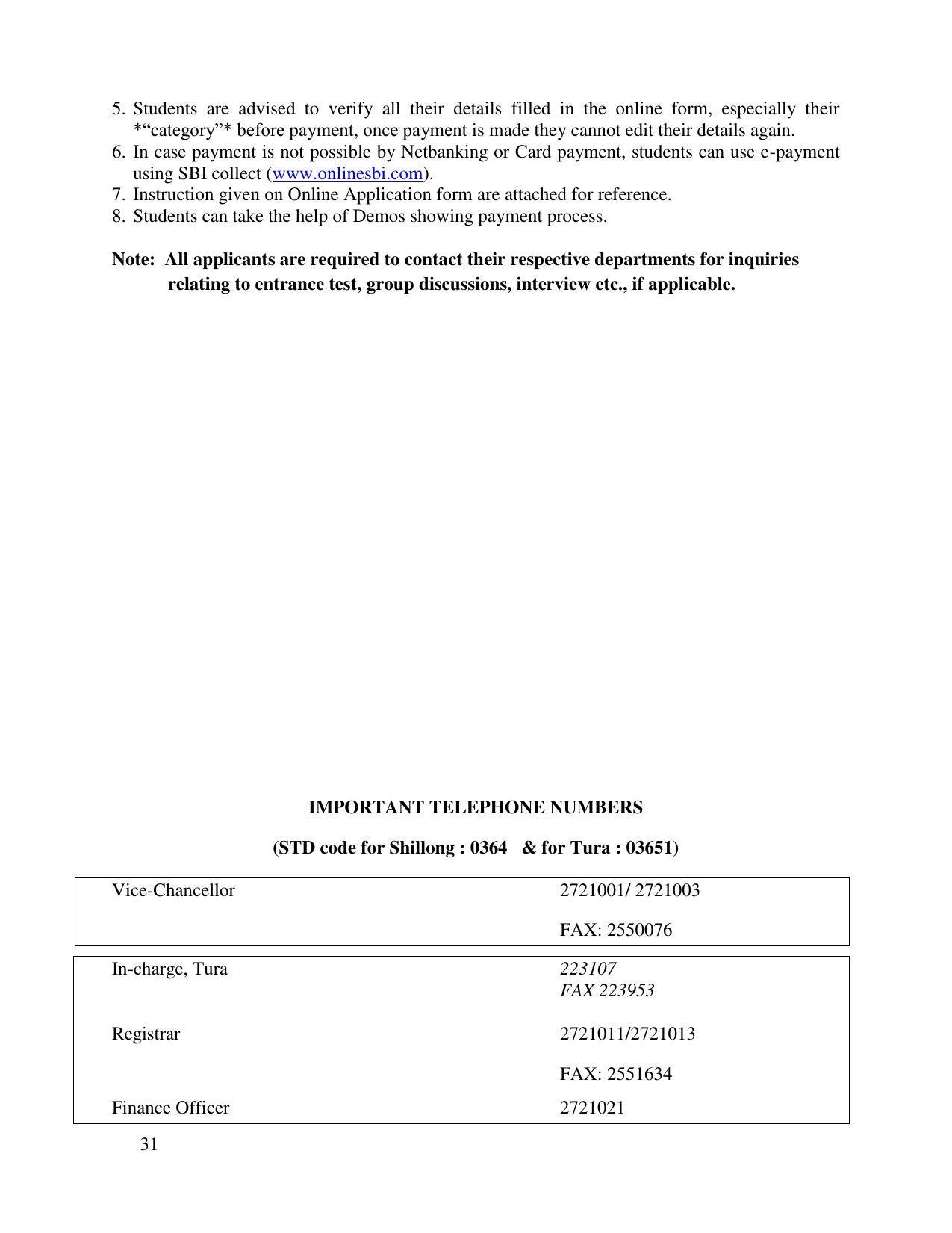 North Eastern Hill University, Shillong 2020-21 (Prospectus) - Page 31