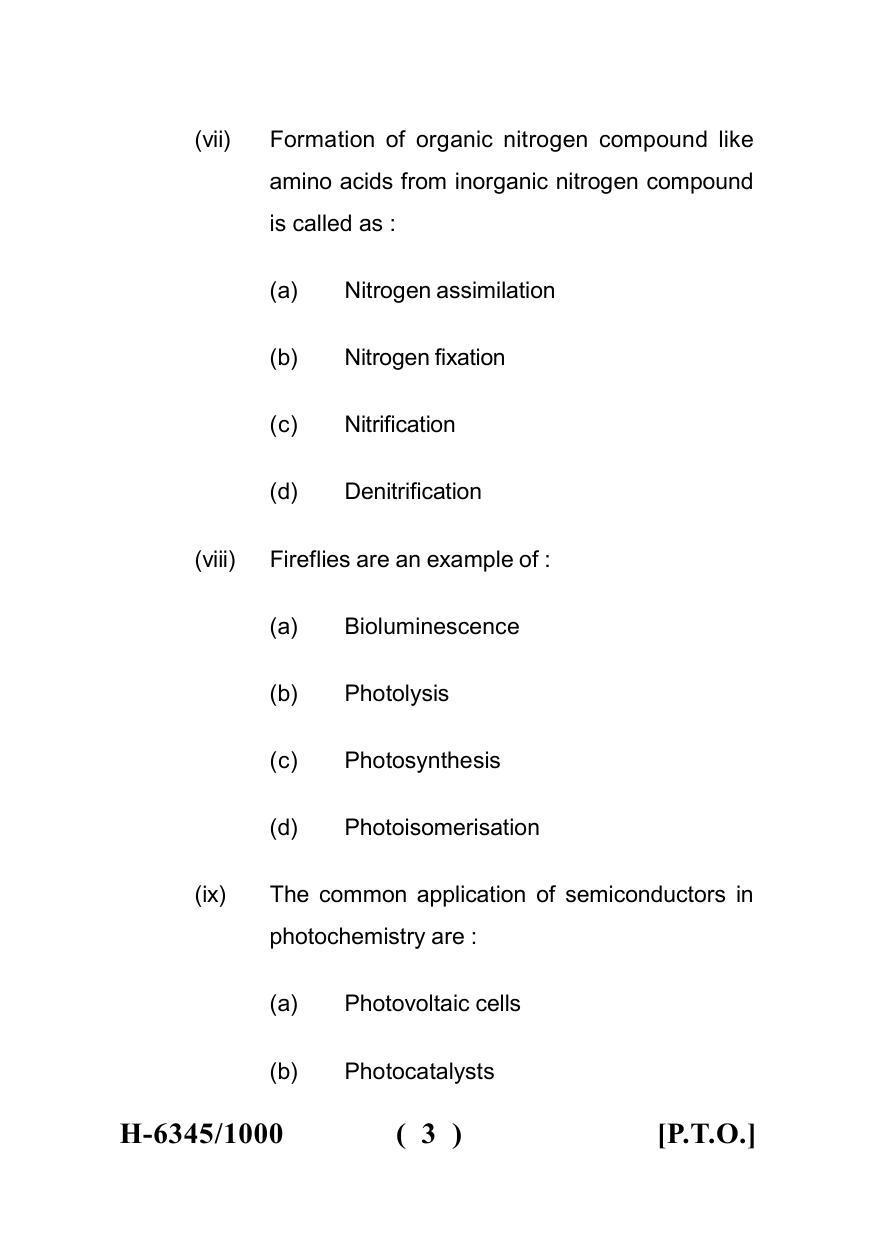 Sarguja University Question Paper July-2022 : M.Sc. Chemistry (Fourth sem.) PhotoInorganic Chemistry Paper 1 - Page 3