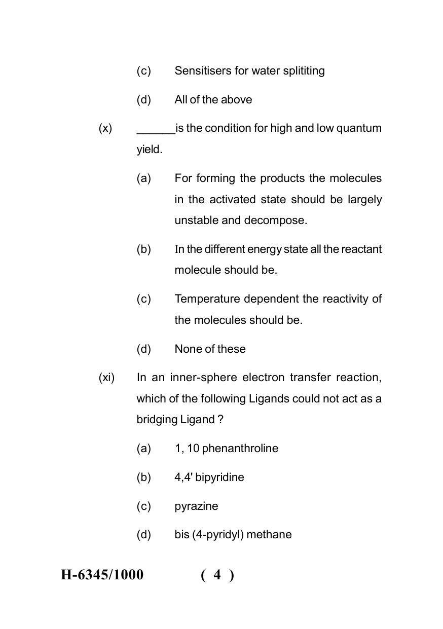 Sarguja University Question Paper July-2022 : M.Sc. Chemistry (Fourth sem.) PhotoInorganic Chemistry Paper 1 - Page 4