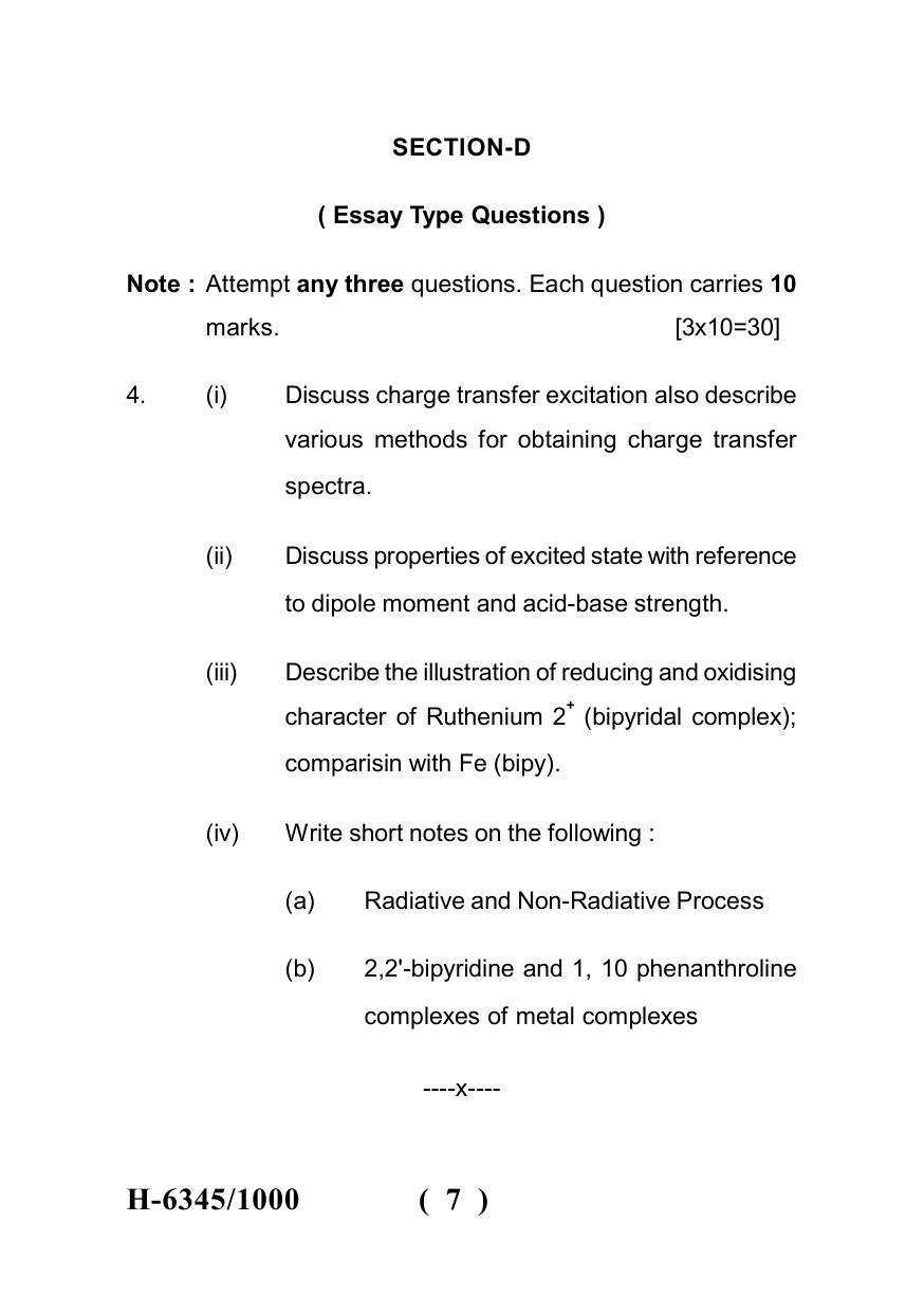 Sarguja University Question Paper July-2022 : M.Sc. Chemistry (Fourth sem.) PhotoInorganic Chemistry Paper 1 - Page 7