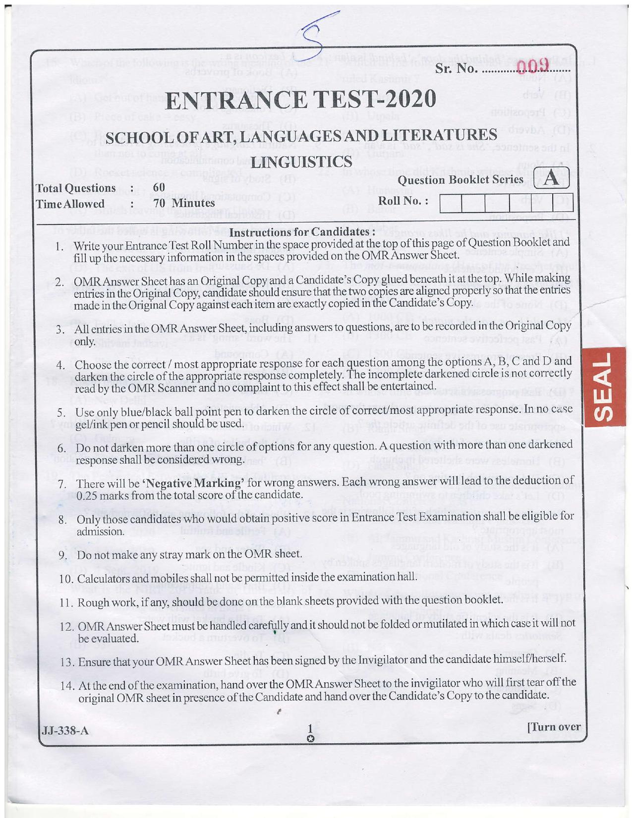 KUET 2024 M.A. Linguistics Question Paper - Page 20