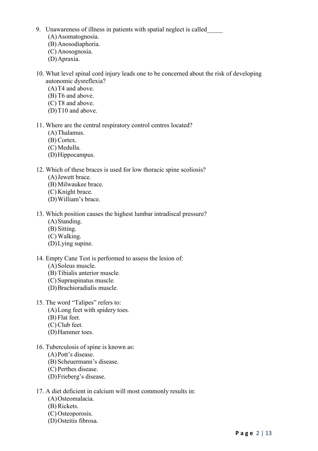 WB JEMAS (PG) MPT 2024 Question Paper - Page 4