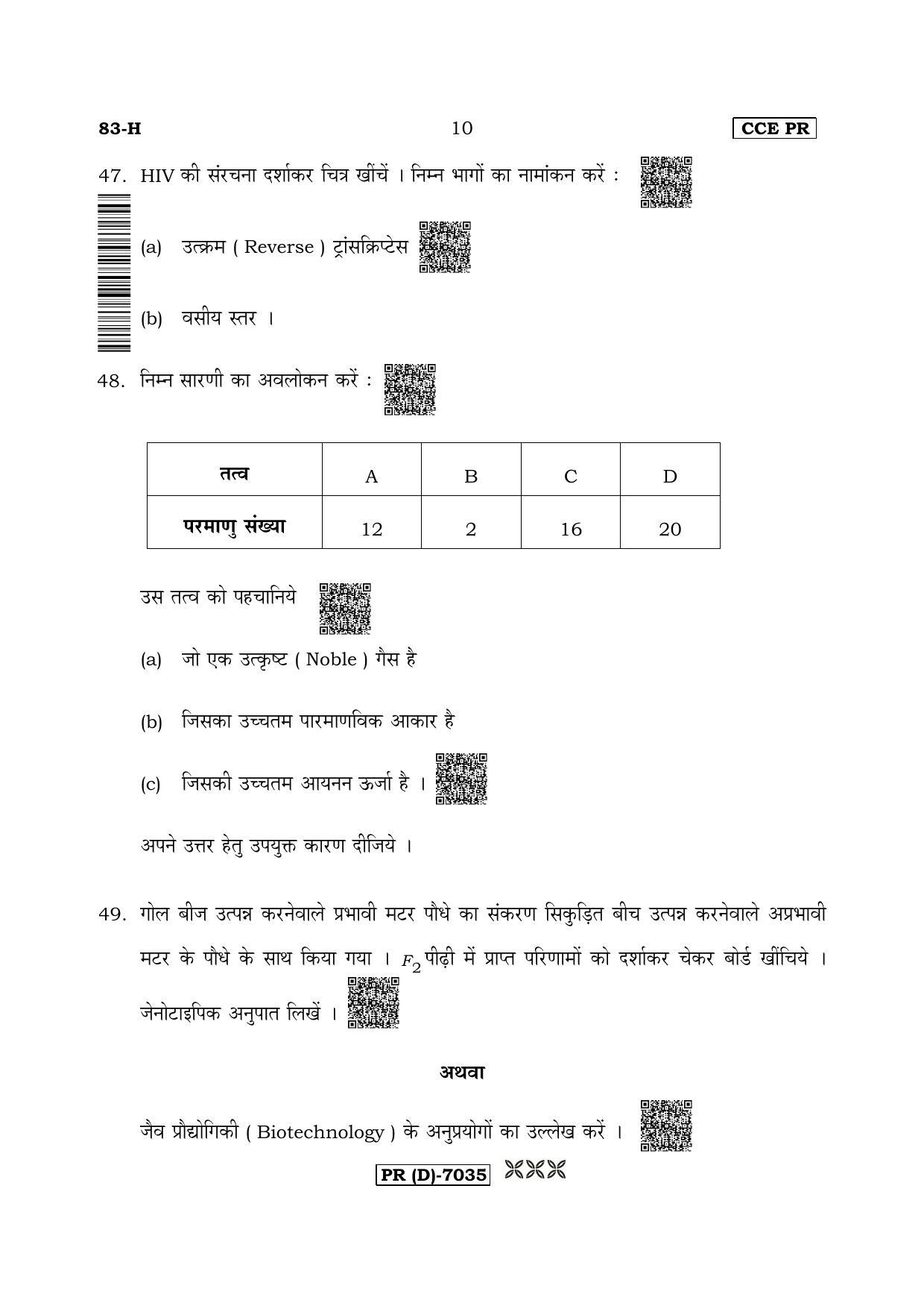 Karnataka SSLC Science (HINDI Medium) - 83H-D Version (Supplementary) June 2020 Question Paper - Page 10