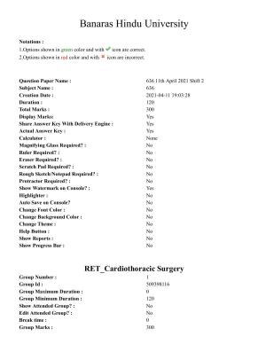 BHU RET Cardiothoracic Surgery 2020 Question Paper 