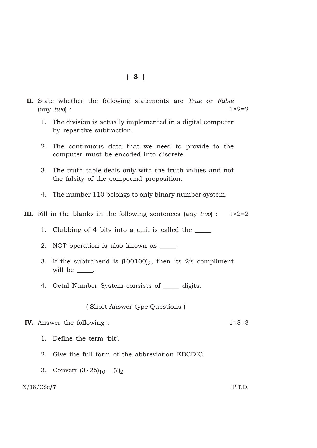 Meghalaya Board (MBOSE) Class 10 COMPUTER SCIENCE 2018 Question Paper - Page 3